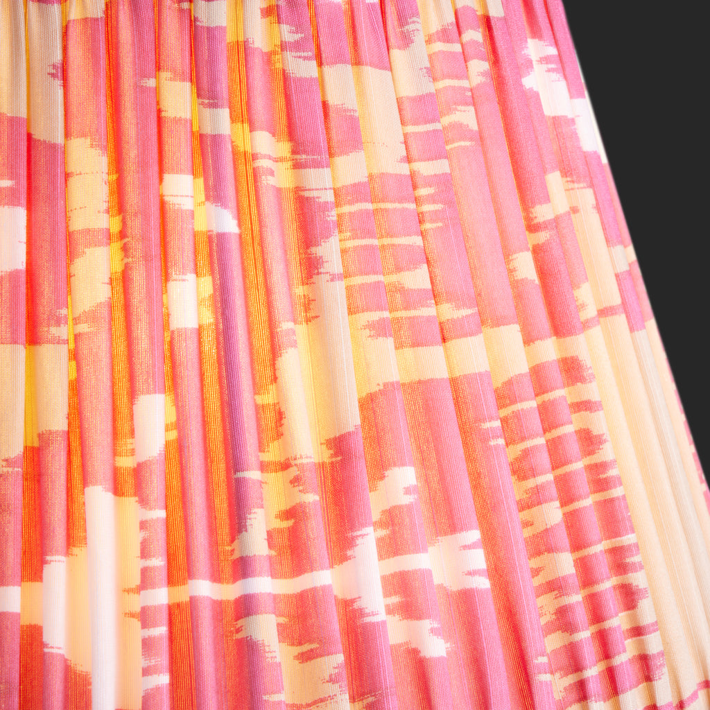 14 inch straight empire shade in koyari ikat pink and ecru silk