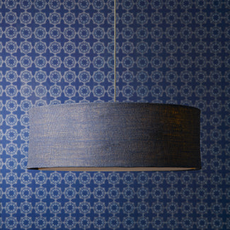 Larger Jute pendant light in navy with baffle