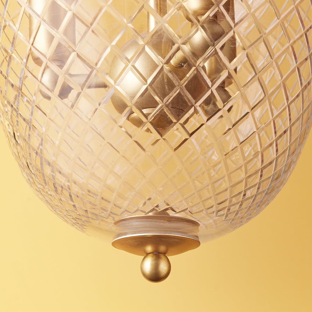 Marple cut glass pendant light with antiqued brass fixings