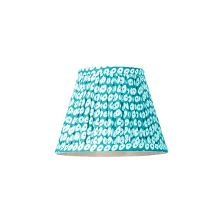 7 inch pendant shade in blue block printed cotton