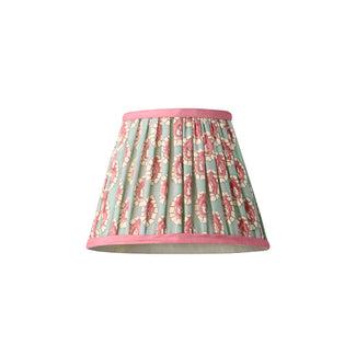 7 inch pendant shade in aqua pink block printed Dotty gathered cotton by GP & J Baker