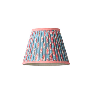 7 inch pendant shade in blue and red block printed Dotty gathered cotton by GP & J Baker