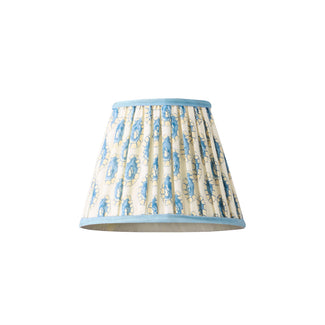 7 inch pendant shade in blue and white block printed Dotty gathered cotton by GP & J Baker