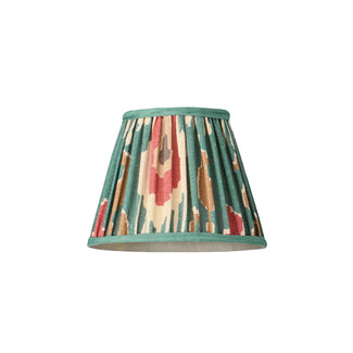7 inch pendant shade in red aqua Bokhara gathered linen by GP & J Baker