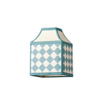 6 inch Milford check square pendant shade in seafoam