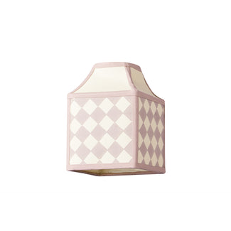 6 inch Milford check square pendant shade in petal