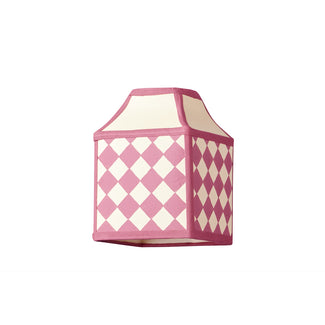 6 inch Milford check square pendant shade in raspberry