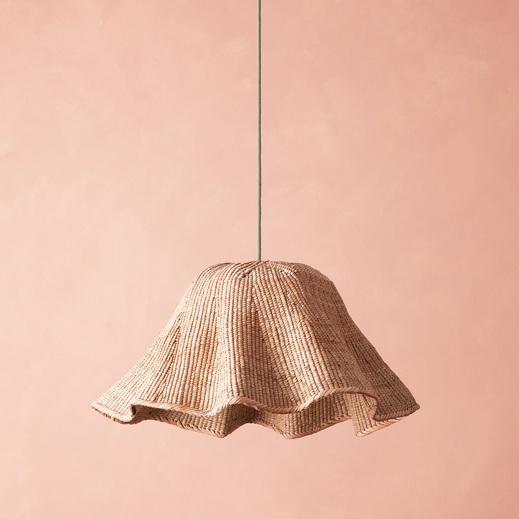 Smaller Wonky Wave natural woven palm basket