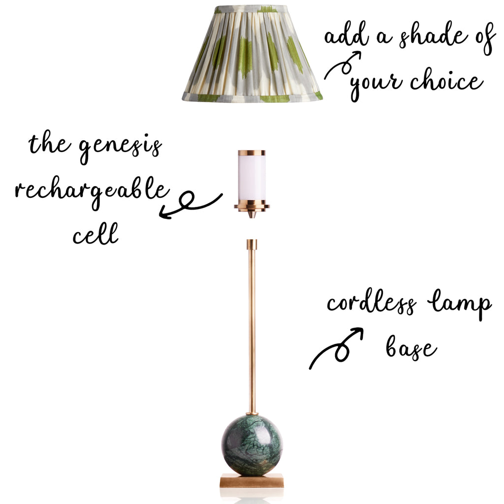Lollie cordless table lamp in green marble