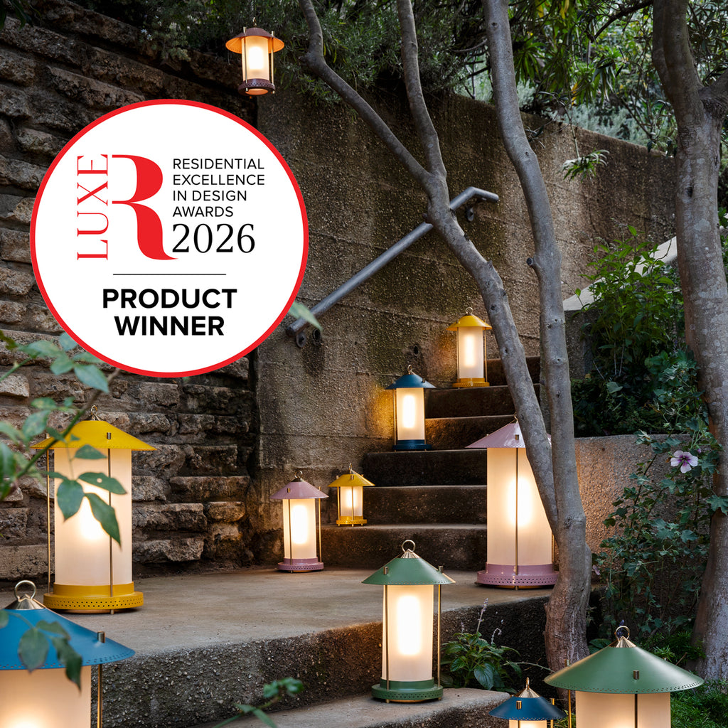 larger Stefan cordless lantern in Moss by the Novogratz
