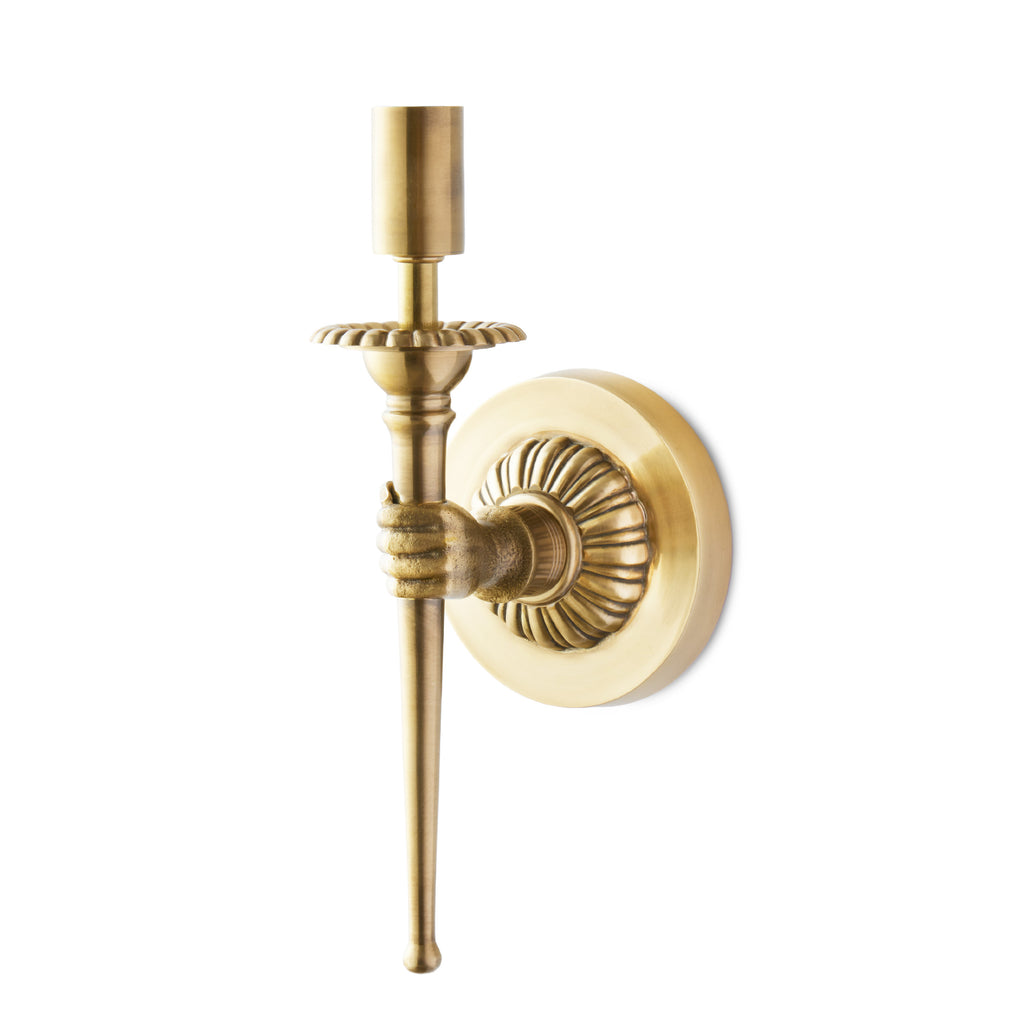 Brighton wall fixture in antiqued brass