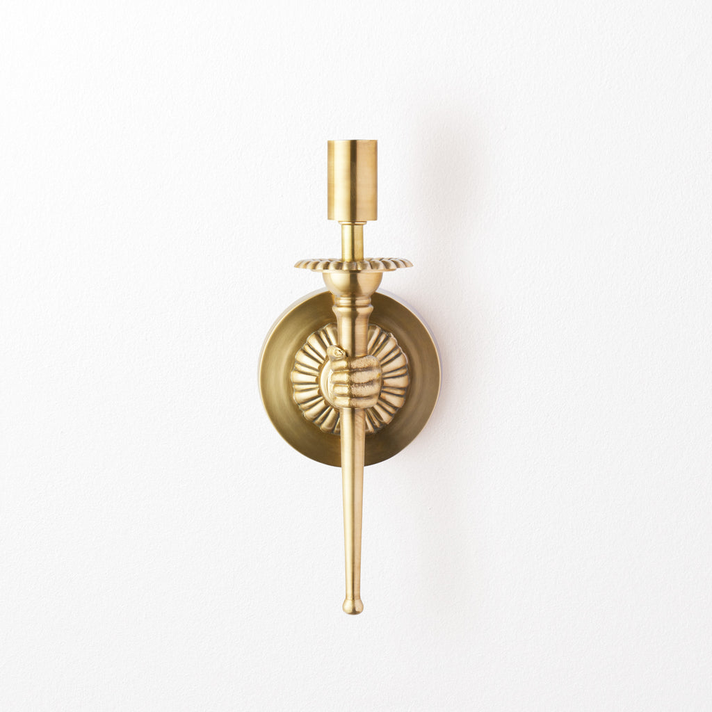 Brighton wall fixture in antiqued brass