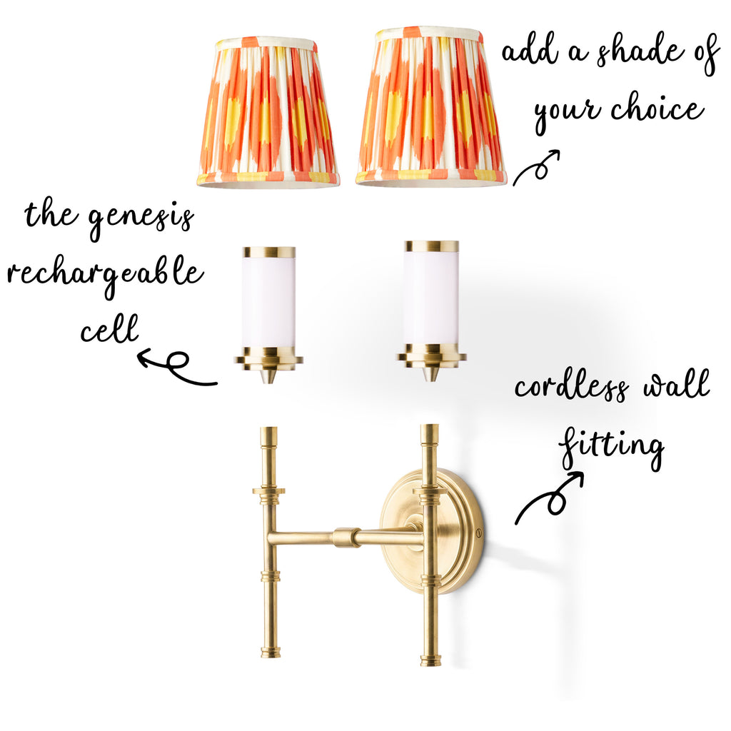 Double Chukka cordless wall fixture in antique brass