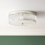 Round Roddy flush mount ceiling light in nickel and clear glass