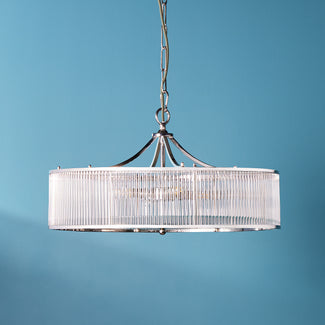 Athena Chandelier in nickel and glass