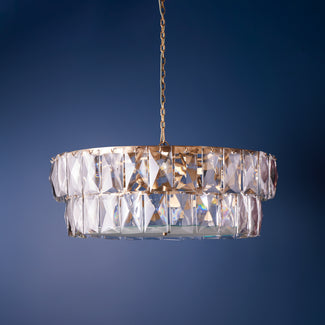 Conchita chandelier in prismatic glass and antiqued brass