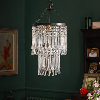 Rita chandelier with clear blown glass droplets