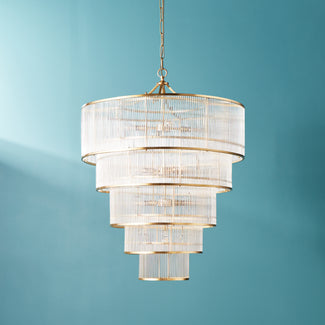 Rodaximus chandelier in antiqued brass and glass
