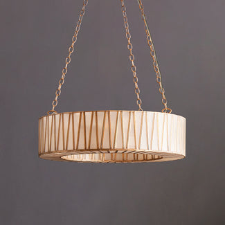 Shard chandelier in antiqued brass and frosted glass