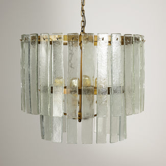 Starsky chandelier with clear recycled blown glass strips
