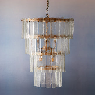 Four tiered Starsky chandelier in recycled glass