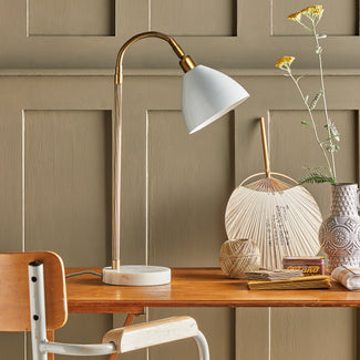 Bendle Desk Light in antiqued brass with marble base