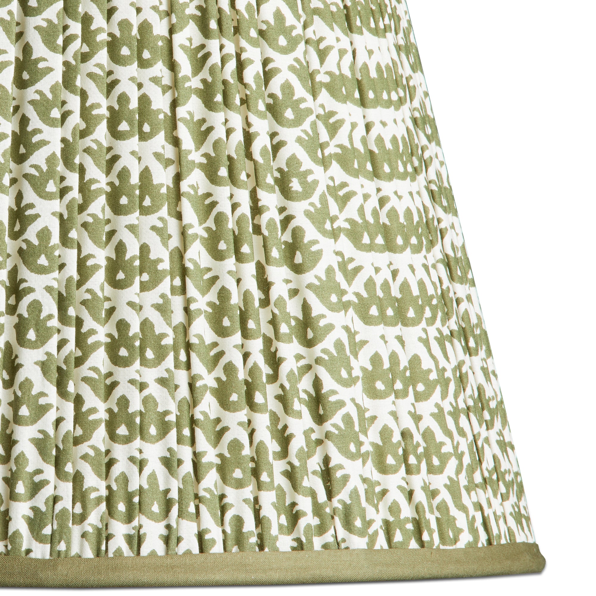 10 inch empire shade in green block printed cotton