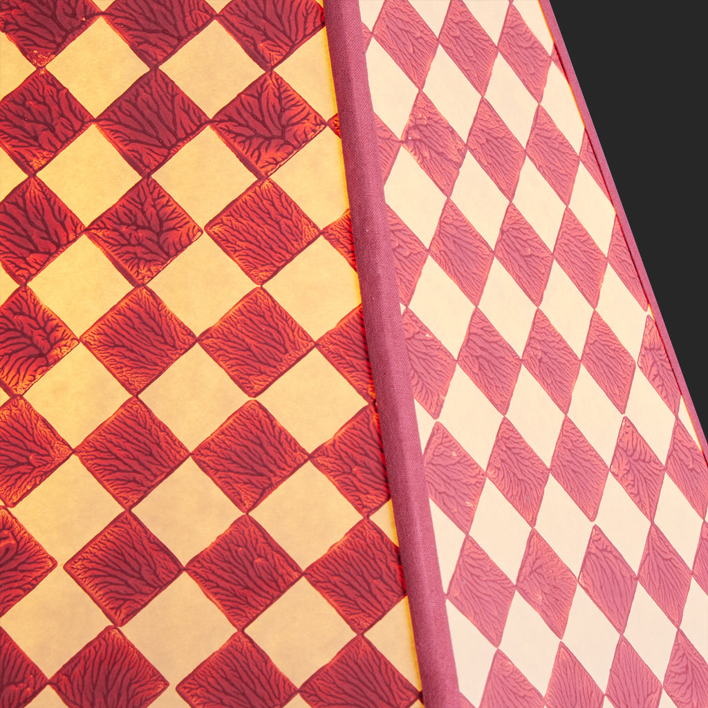 14 inch Milford check hexagon shade in raspberry