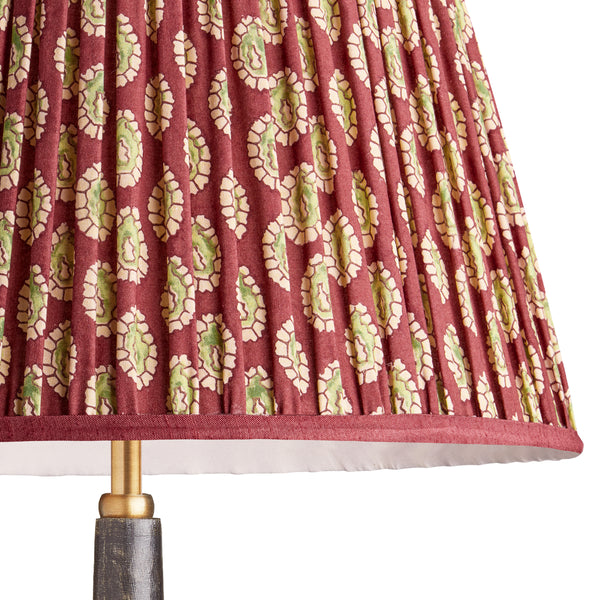16 inch straight empire reversible gimbal shade in oxblood block printed Dotty gathered cotton by GP & J Baker