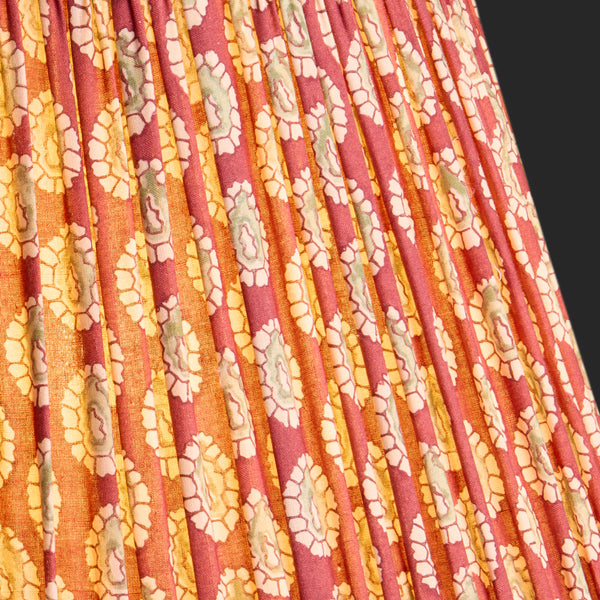 16 inch straight empire reversible gimbal shade in oxblood block printed Dotty gathered cotton by GP & J Baker