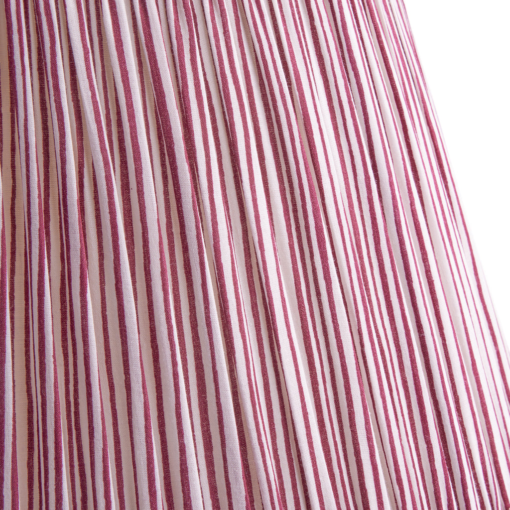 12 inch straight empire shade in ruby candy stripe block printed cotto
