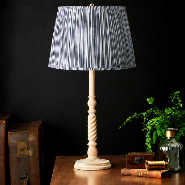 20 inch straight empire shade in navy candy stripe block printed cotto
