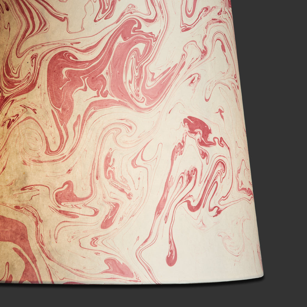 10 inch tall tapered shade in red tanaro hand made marbled paper