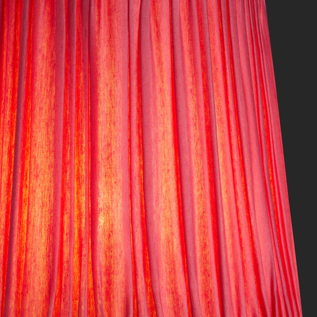 10 inch tall tapered shade in pleated raspberry taj silk