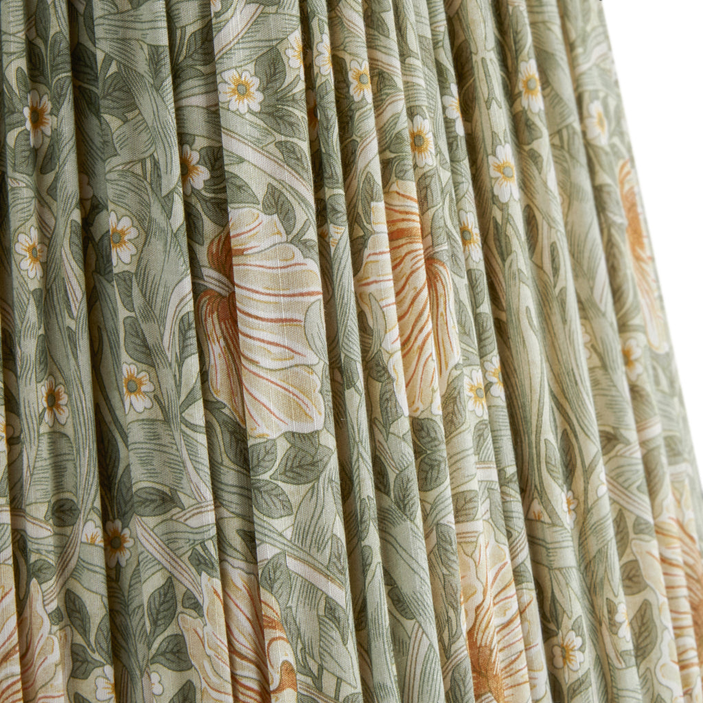 10 inch scalloped tall tapered shade in bayleaf & manilla silk pimpern