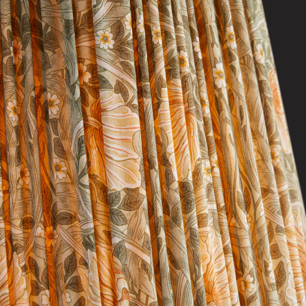 10 inch scalloped tall tapered shade in bayleaf & manilla silk pimpern