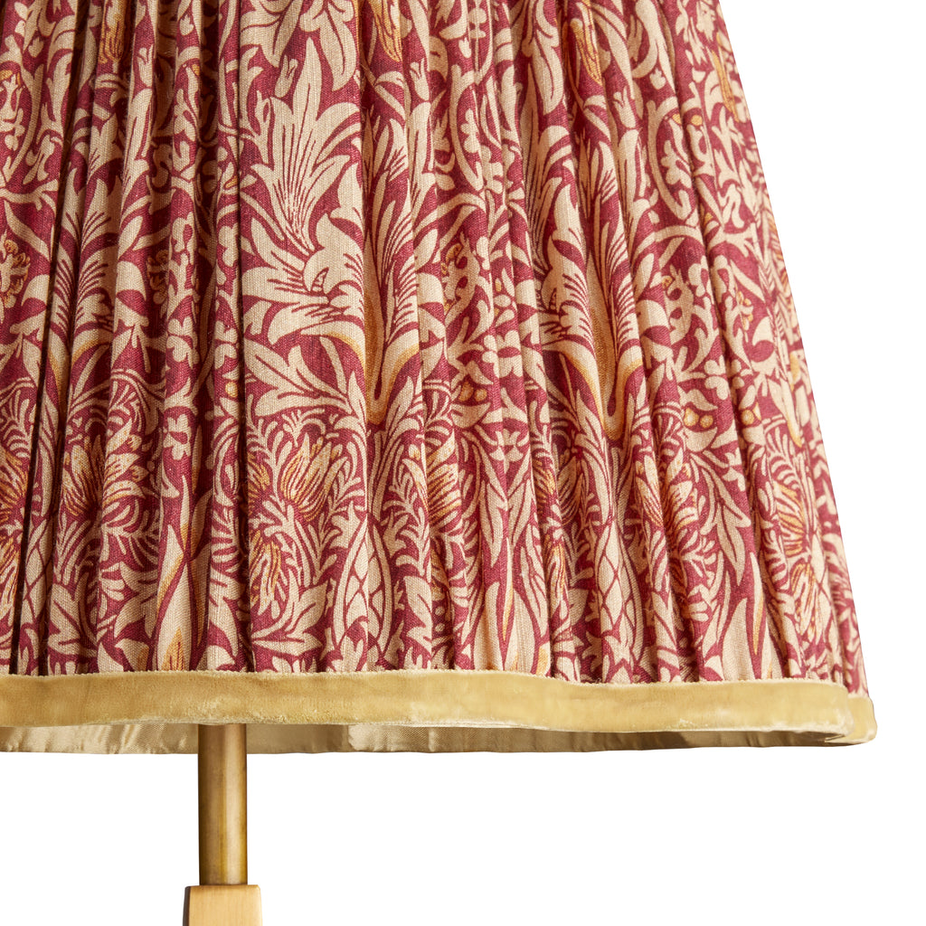 10 inch scalloped tall tapered shade in claret & gold silk snakeshead