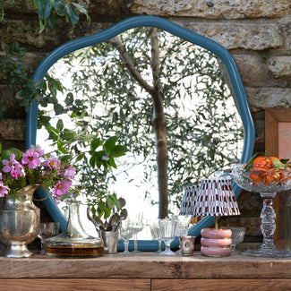 Brandy mirror in denim by the Novogratz
