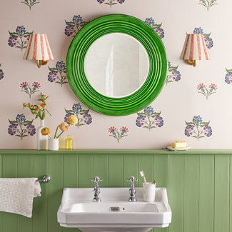 Smaller Portal mirror in harlequin green