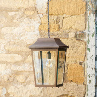 Crail outdoor hanging lantern in bronze