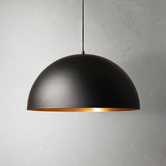 Goodhew pendant light in black with a gold interior