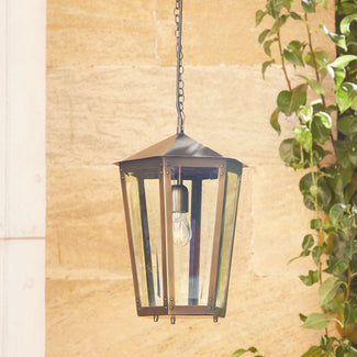 Holt outdoor hanging lantern in bronze