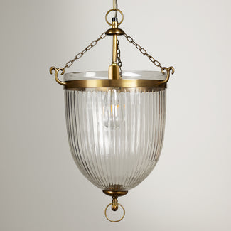 Hydra pendant light in blown glass and antiqued brass