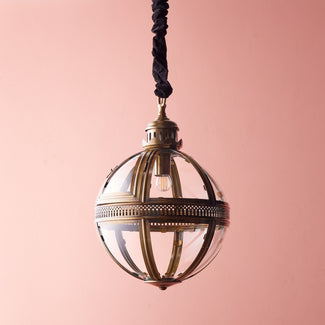 Smaller Jasper pendant light in antiqued brass