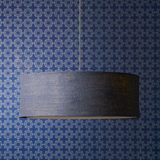 Larger Jute pendant light in navy with baffle