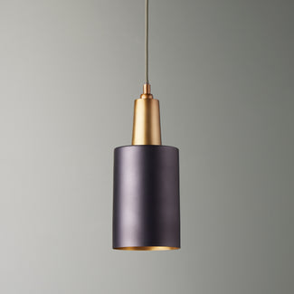 McMegan black pendant light with antiqued brass interior