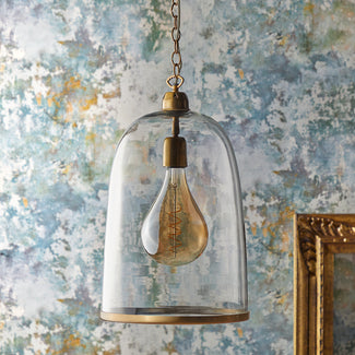 Larger Percy pendant light in clear glass