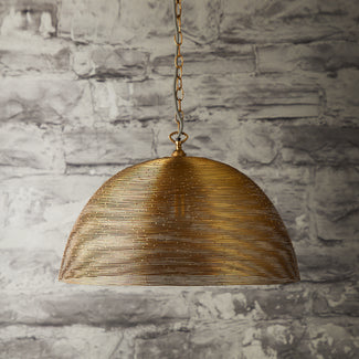 Larger Spangle domed pendant light in antiqued brass
