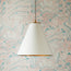 Super Stanley pendant light in white with antiqued brass interior