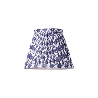 7 inch pendant lamp shade in temple blue block printed cotton